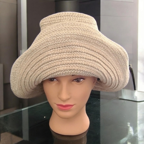 VINTAGE FRED BARE LONDON Straw Floppy Hat Wide Brim Craft Buttons Boho Hippie - Picture 3 of 16